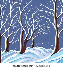 Snowfall. Snowfall Landscape Background Illustration Vector Cartoon Drawing. Christmas. New Year. Holiday.
