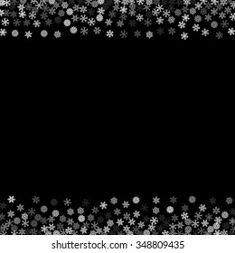 Snowfall line with random snowflakes in the dark