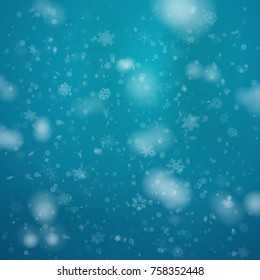 snowfall from New Year's snowflakes on a blue background. vector background for design