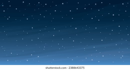 Snowfall with night sky background vector illustration.