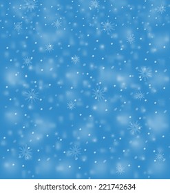 Snowfall on blue background