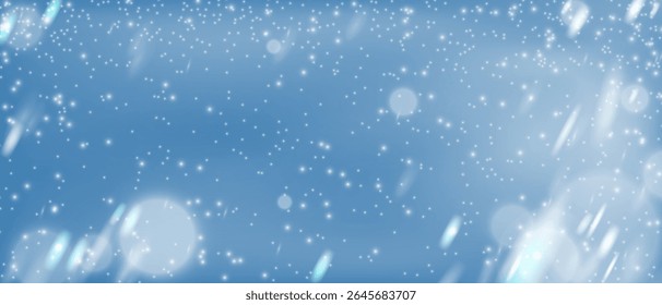 Nevada sobre fondo azul, Navidades copos de nieve por superposición, Ilustración vectorial de ventisca de tormenta de nieve.