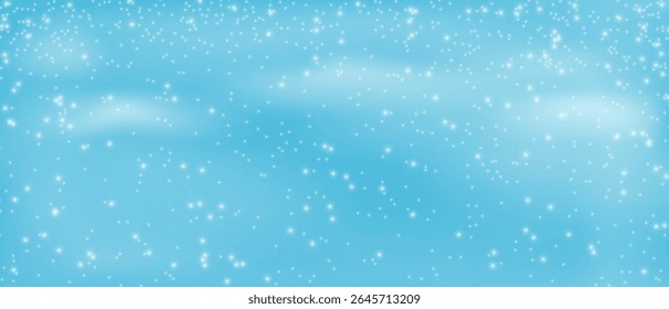 Snowfall on blue background, Christmas snowflakes bg overlay, Snowstorm blizzard vector illustration.