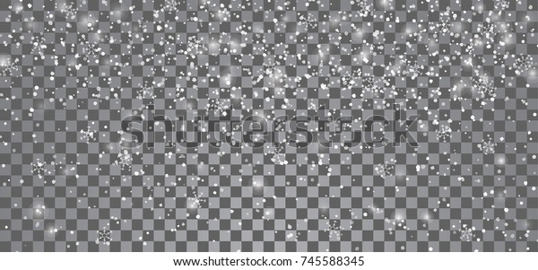 Snowfall On Transparent Background Falling Snowflakes Stock Vector ...