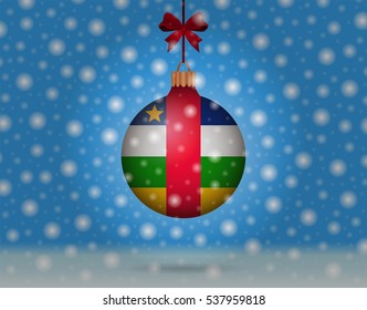 Snowfall and ornament with flag of Central African