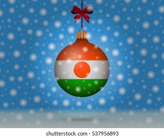 snowfall and ornament with flag of Niger