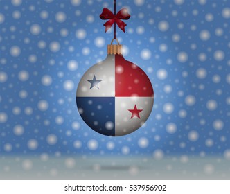 snowfall and ornament with flag of Panama
