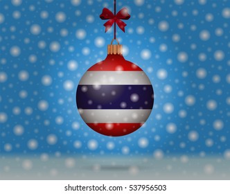 snowfall and ornament with flag of Thailand