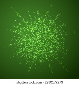 La nieve superó el fondo de la navidad. Sutiles copos de nieve volando y estrellas sobre fondo verde navideño. Sobrecoste de nieve festivo. Ilustración vectorial cuadrada.