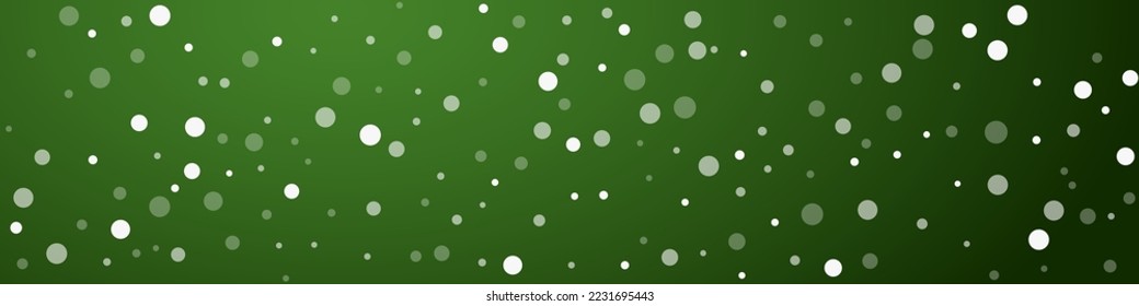 Snowfall overlay christmas background. Subtle flying snow flakes and stars on christmas green background. Festive snowfall overlay. Panoramic vector illustration.