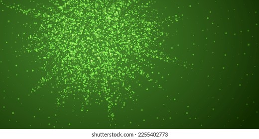 Snowfall overlay christmas background. Subtle flying snow flakes and stars on christmas green background. Festive snowfall overlay. Wide vector illustration.