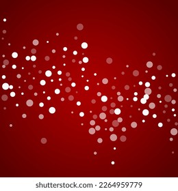 Snowfall overlay christmas background. Subtle flying snow flakes and stars on christmas red background. Festive snowfall overlay. Square vector illustration.