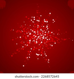 Snowfall overlay christmas background. Subtle flying snow flakes and stars on christmas red background. Festive snowfall overlay. Square vector illustration.