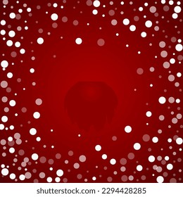 La nieve superó el fondo de la navidad. Sutiles copos de nieve volando y estrellas de fondo rojo navideño. Sobrecoste de nieve festivo. Ilustración vectorial cuadrada.