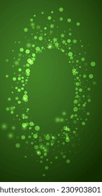 Snowfall overlay christmas background. Subtle flying snow flakes and stars on christmas green background. Festive snowfall overlay. Vertical vector illustration.