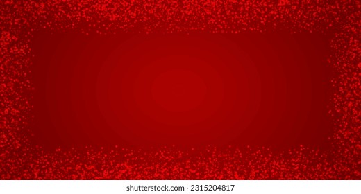 La nieve superó el fondo de la navidad. Sutiles copos de nieve volando y estrellas de fondo rojo navideño. Sobrecoste de nieve festivo. Ilustración vectorial amplia.