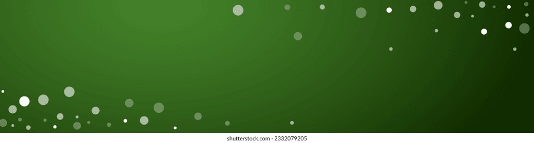 Snowfall overlay christmas background. Subtle flying snow flakes and stars on christmas green background. Festive snowfall overlay. Panoramic vector illustration.