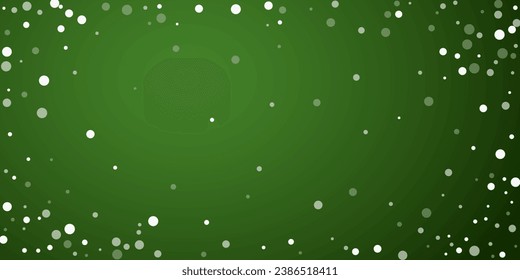 Snowfall overlay christmas background. Subtle flying snow flakes and stars on christmas green background. Festive snowfall overlay. Wide vector illustration.