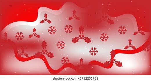 Schneefall überlagert Weihnachten Hintergrund. Subtile fliegende Schneeflocken und Sterne auf weihnachtlich rotem Hintergrund. Festliche Schneefall-Overlay. Breite Vektorgrafik.
