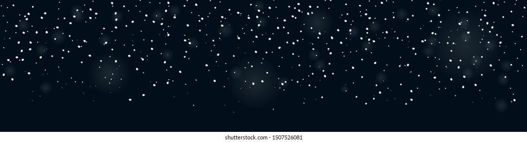 Snowfall overlay. Falling snow seamless banner for winter decorations