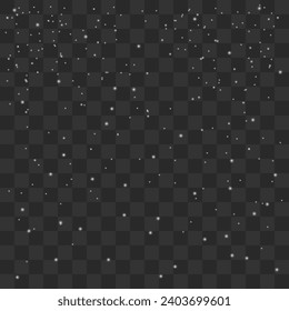 Snowfall overlay isolated in black background abstract.Blizzard, Falling snow , snowflakes flying in the air. Eps 10 