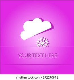 Snowfall. Paper sticker as bookmark. Vector illustration. Eps10.