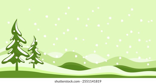 snowfall scene flat design vector illustration, calm colors