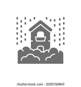 Snowfall, snow, natural disaster, catastrophe grey icon.