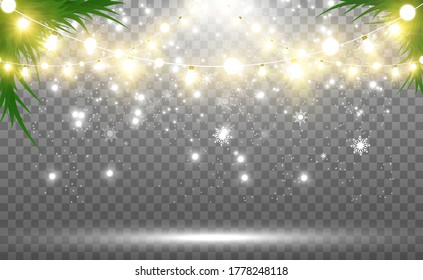 Snowfall. A lot of snow on a transparent background. Christmas winter background. Snowflakes falling from the sky.