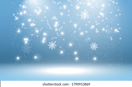 Snowfall. A lot of snow on a transparent background. Christmas winter background. Snowflakes falling from the sky.