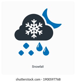 Snowfall and snow road icon concept