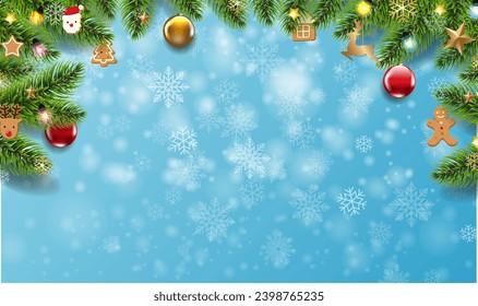 Snowfall And With Snow Winter Poster With Gradient Mesh, Vector Illustration