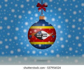 snowfall and snowball with flag of swaziland