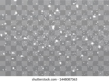 Snowfall, snowflakes in different shapes and forms. Snowflakes, snow background. Christmas snow for the new year. 