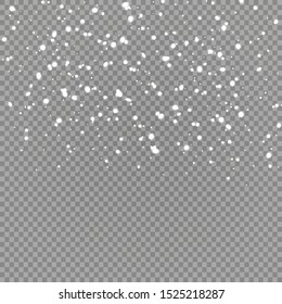 Snowfall, snowflakes in different shapes and forms. Snowflakes, snow background. Christmas snow for the new year.