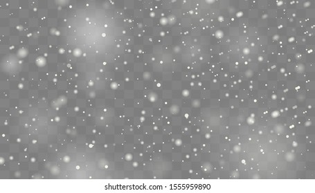 Snowfall, snowflakes in different shapes and forms. Snowflakes, snow background. Christmas snow for the new year.