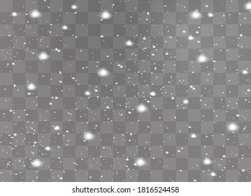 Snowfall, snowflakes in different shapes and forms. Snowflakes, snow background. Christmas snow for the new year. 