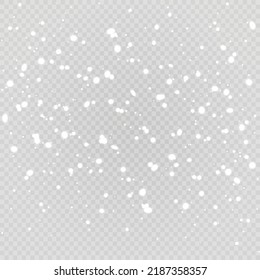 Snowfall, snowflakes in different shapes and forms. Snowflakes, snow background. Christmas snow for the new year.