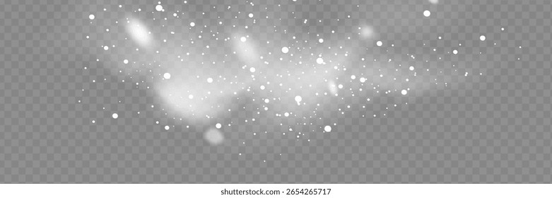 Snowfall, snowflakes in different shapes and forms. Snowflakes, snow background. Christmas snow for the new year.