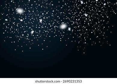 Snowfall, snowflakes in different shapes and forms. Snowflakes, snow background. Christmas snow for the new year.