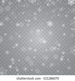 Snowfall. Snowflakes On Transparent Background