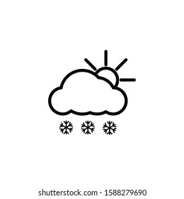 Snowfall in sunny day thin line icon.Sun snow icon vector.