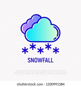 Snowfall thin line icon. Modern vector illustration of weather sign.