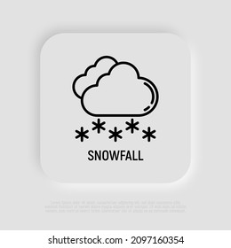 Snowfall thin line icon. Modern vector illustration of weather sign.