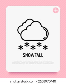 Snowfall thin line icon. Modern vector illustration of weather sign.