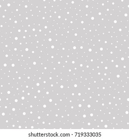 Snowfall vector seamless pattern on gray background