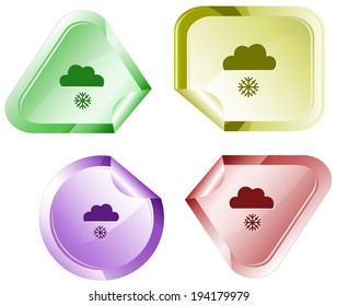 Snowfall. Vector sticker.