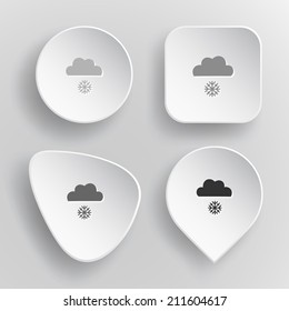 Snowfall. White flat vector buttons on gray background.
