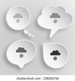Snowfall. White flat vector buttons on gray background.