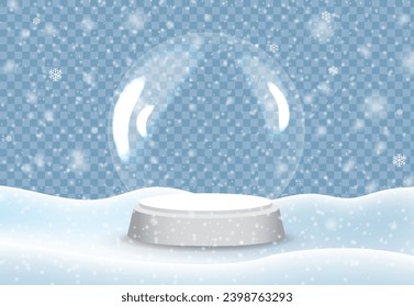 Nieve Y Clóbulo De Vidrio Blanco Con Malla Gradiente, Ilustración Vectorial